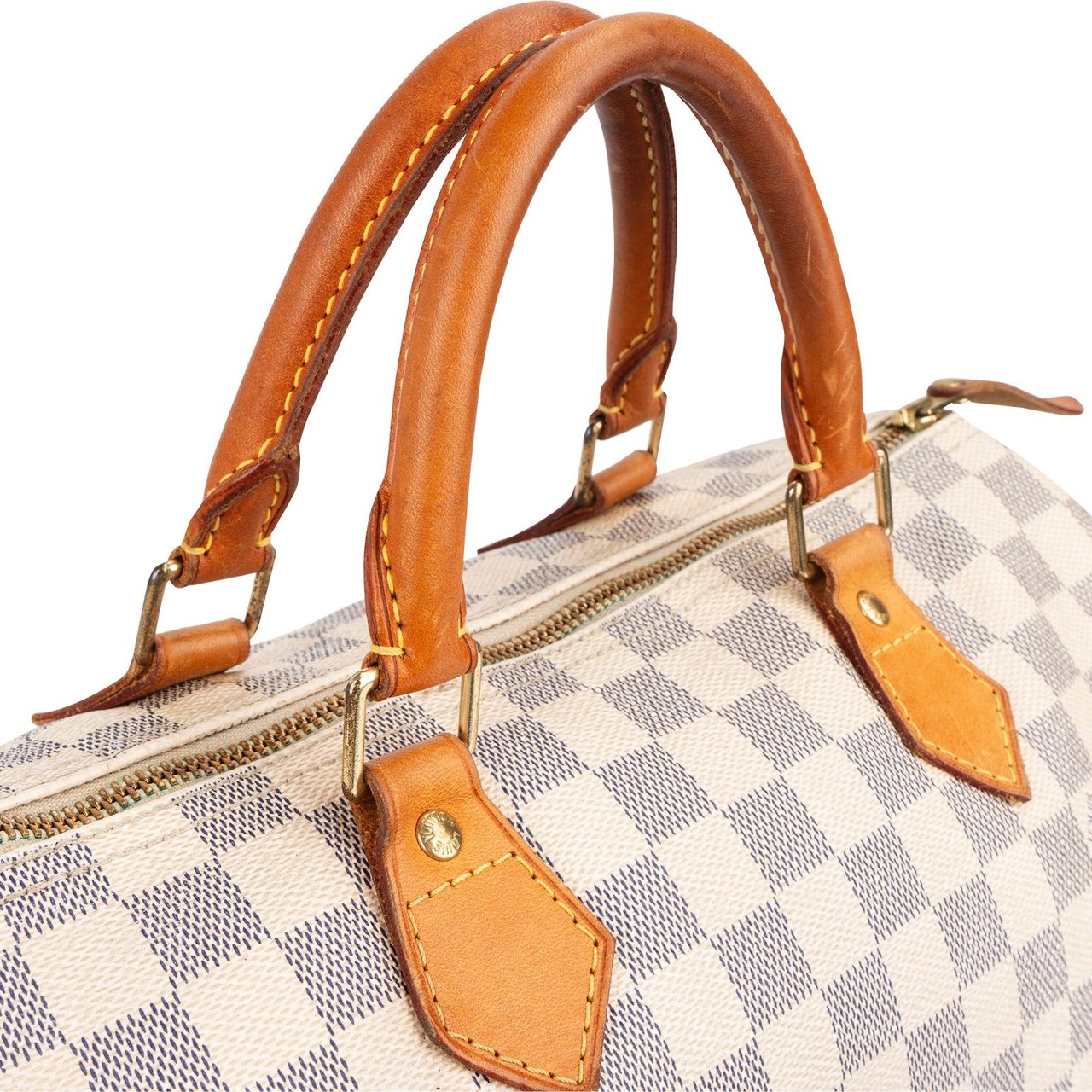 Louis Vuitton Monogram Damier Azur Canvas Speedy 30 Handbag Wit