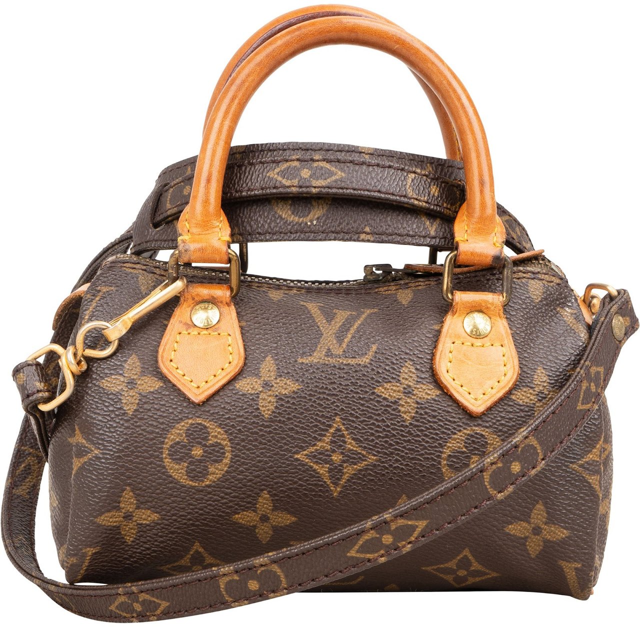 Louis Vuitton Louis Vuitton Monogram Canvas Mini Speedy Crossbody Handbag Bruin