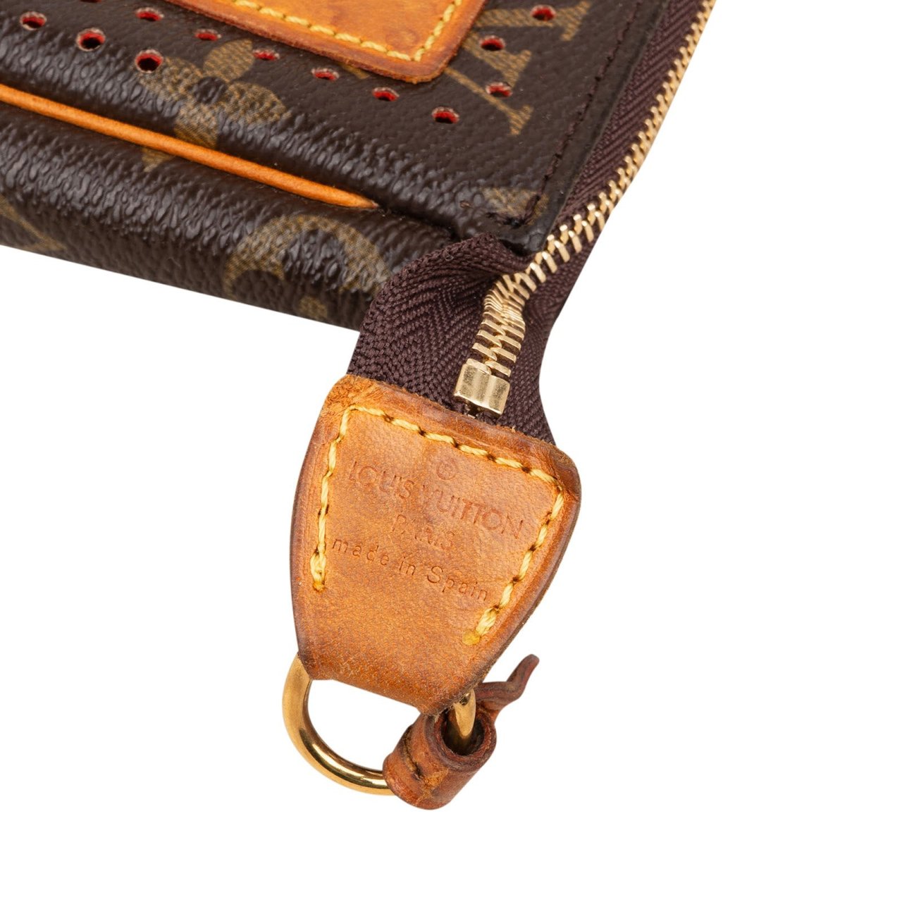 Louis Vuitton Perforated Monogram Pochette Accessoires Handbag Bruin