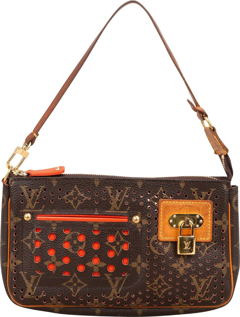 Louis Vuitton Perforated Monogram Pochette Accessoires Handbag Bruin