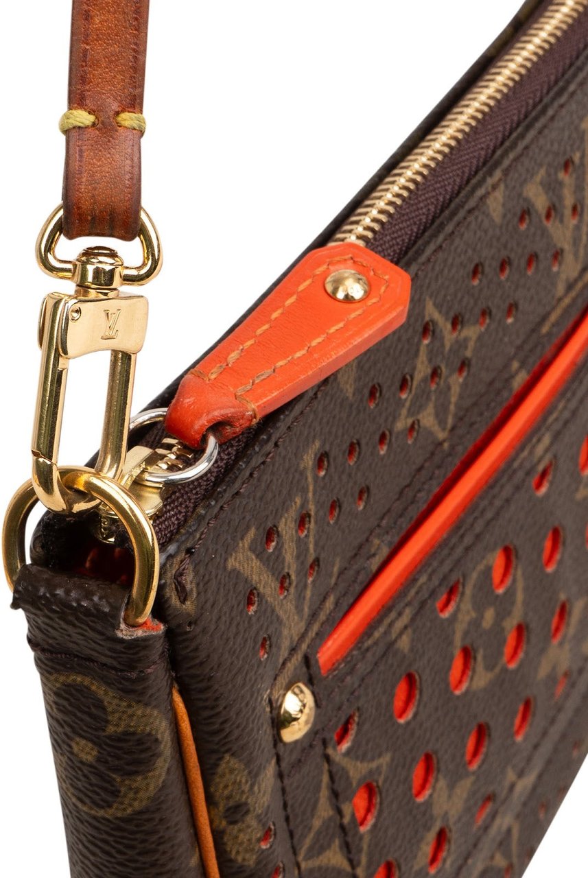 Louis Vuitton Perforated Monogram Pochette Accessoires Handbag Bruin