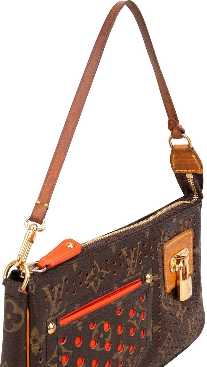 Louis Vuitton Perforated Monogram Pochette Accessoires Handbag Bruin