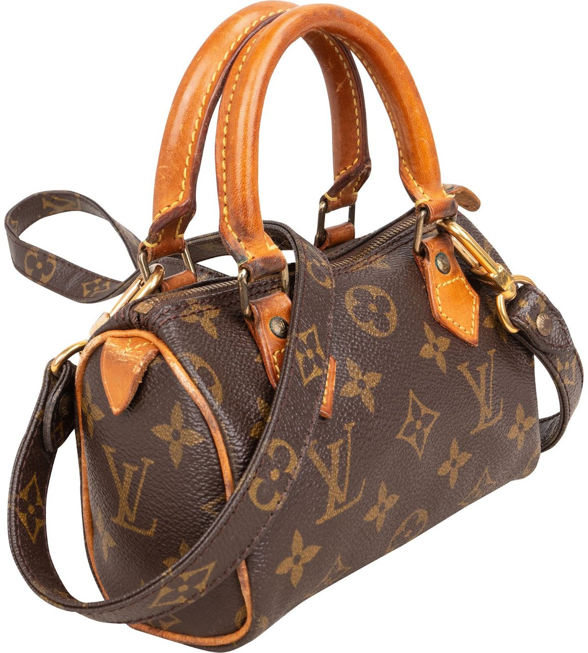 Louis Vuitton Louis Vuitton Monogram Canvas Mini Speedy Crossbody Handbag Bruin