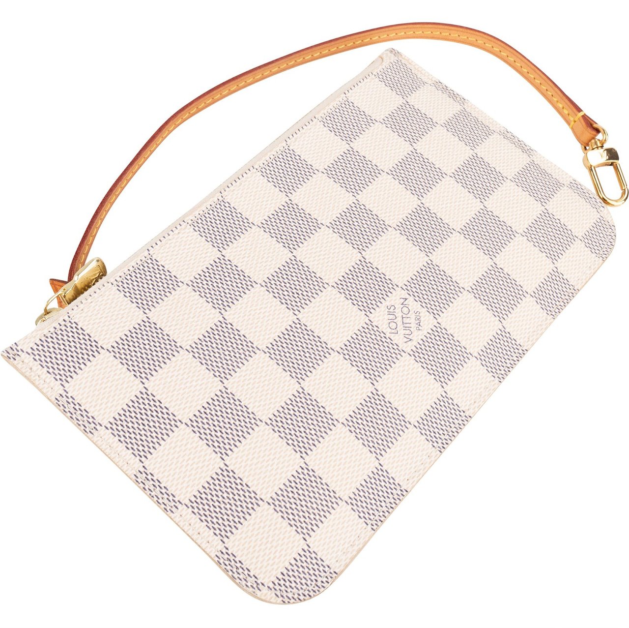 Louis Vuitton Louis Vuitton Monogram Damier Azur Canvas Neverfull Pochette Clutch Beige