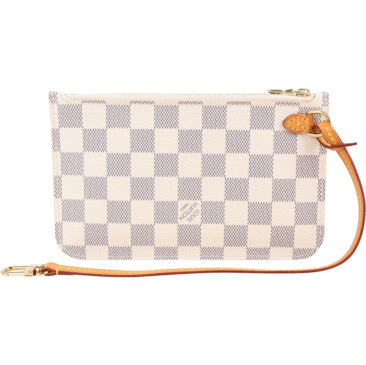 Louis Vuitton Louis Vuitton Monogram Damier Azur Canvas Neverfull Pochette Clutch Beige