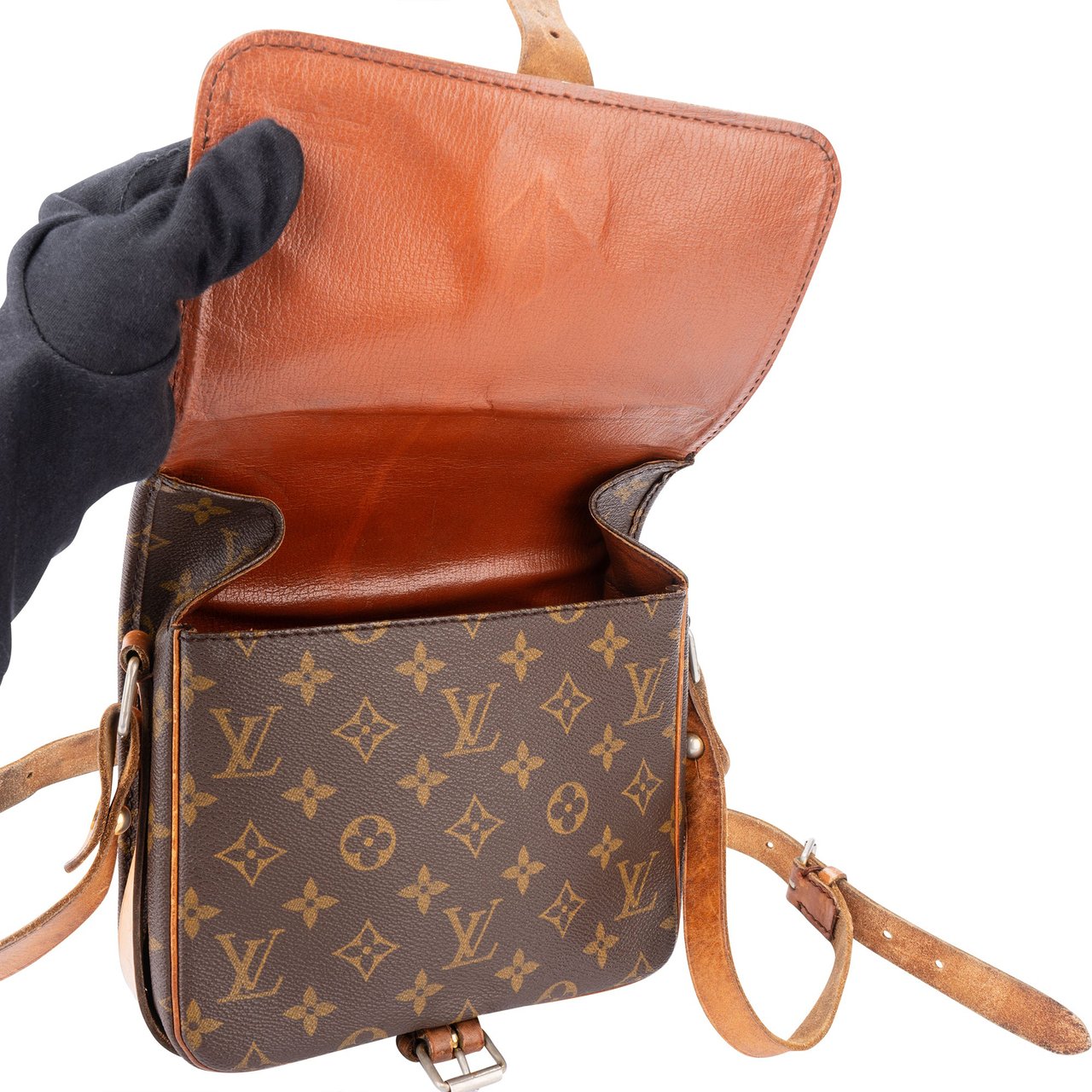 Louis Vuitton Louis Vuitton Canvas Monogram Cartouchiere 80s MM Crossbody Bag Bruin