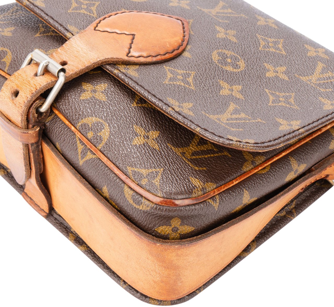Louis Vuitton Louis Vuitton Canvas Monogram Cartouchiere 80s MM Crossbody Bag Bruin