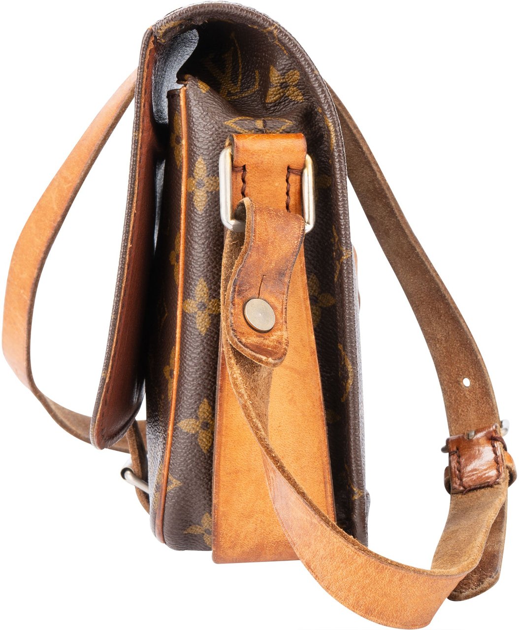 Louis Vuitton Louis Vuitton Canvas Monogram Cartouchiere 80s MM Crossbody Bag Bruin