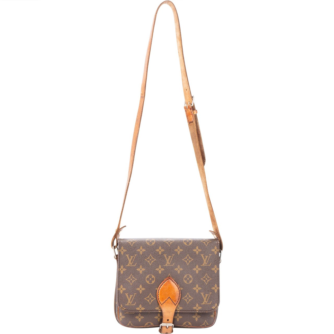 Louis Vuitton Louis Vuitton Canvas Monogram Cartouchiere 80s MM Crossbody Bag Bruin