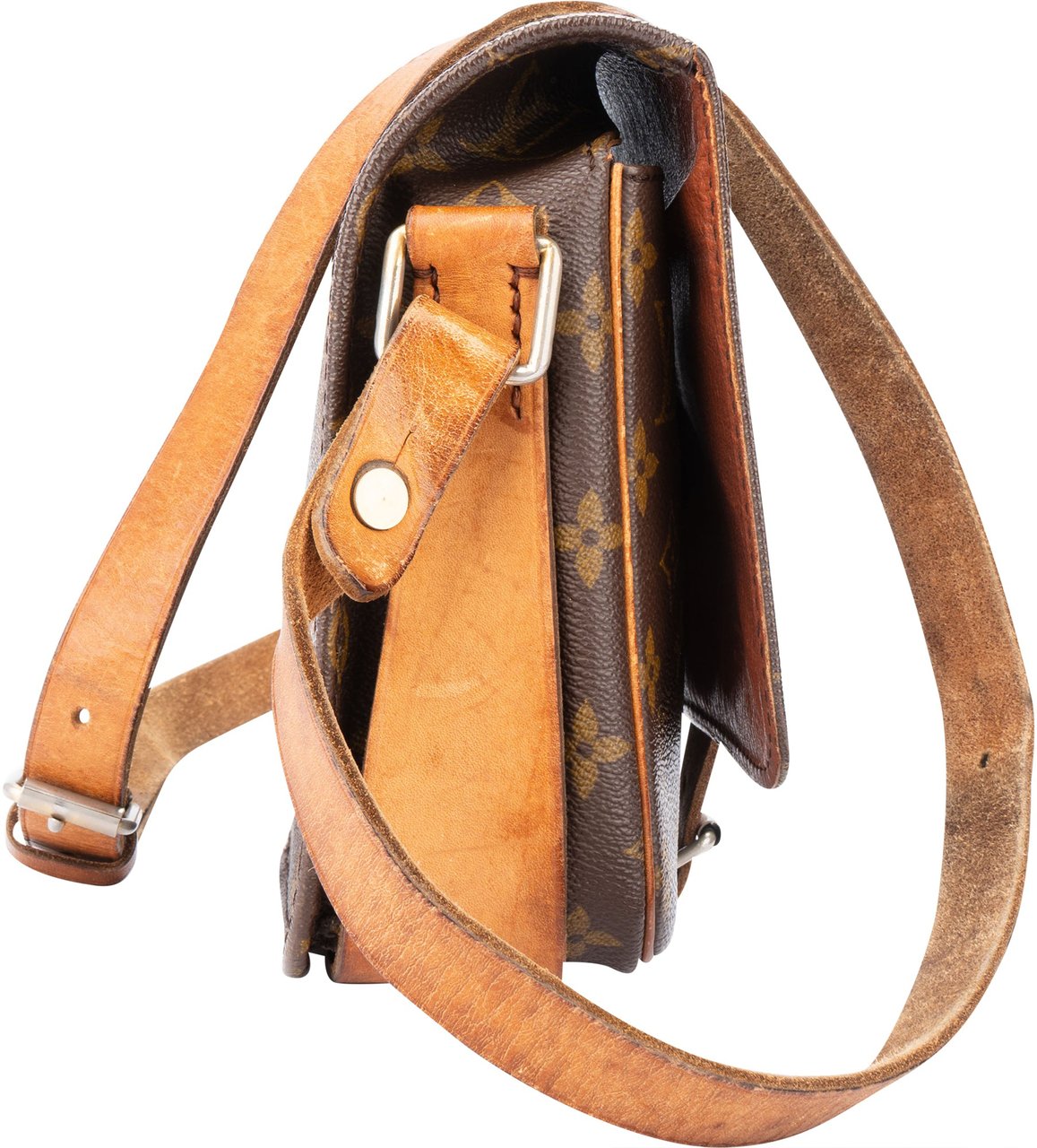 Louis Vuitton Louis Vuitton Canvas Monogram Cartouchiere 80s MM Crossbody Bag Bruin