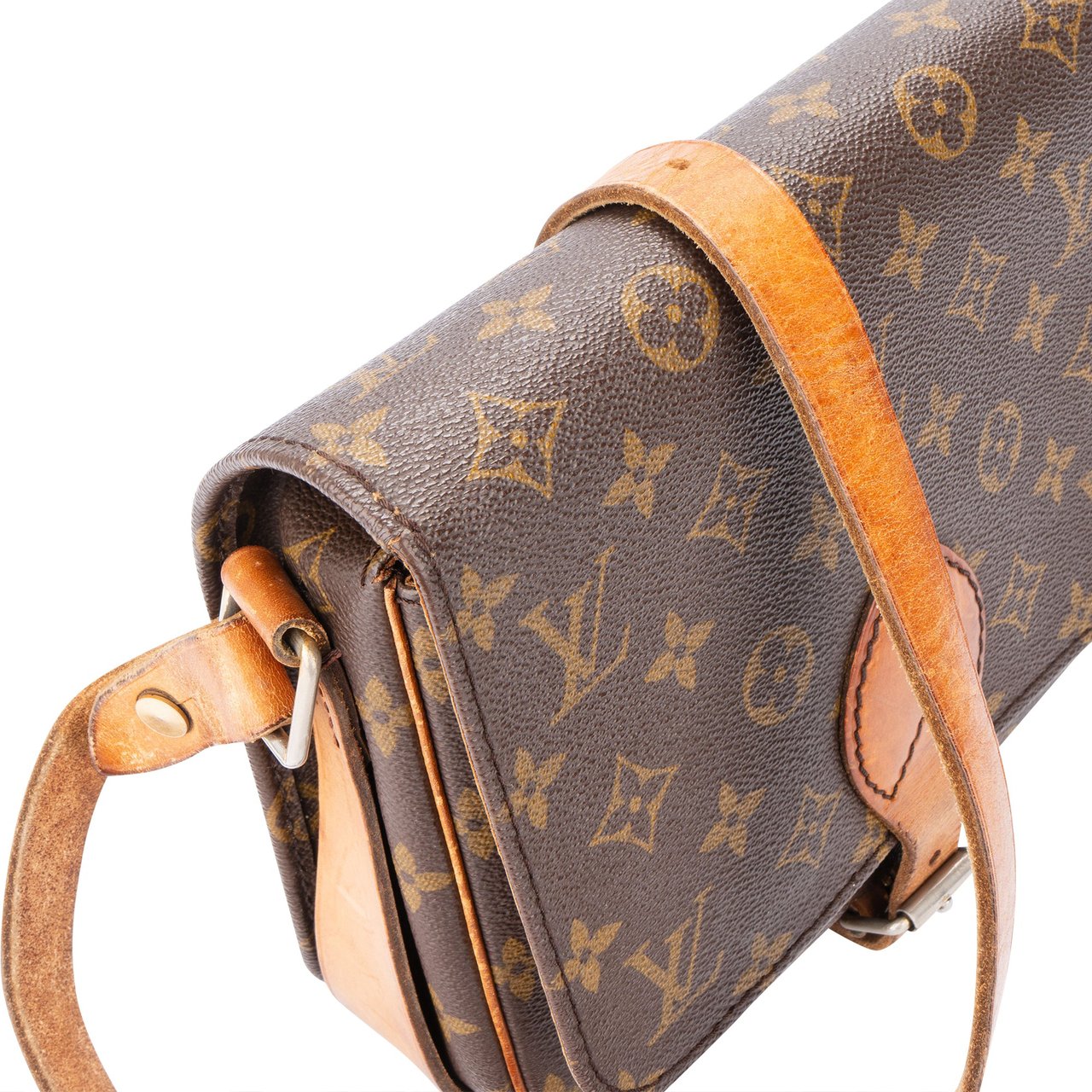 Louis Vuitton Louis Vuitton Canvas Monogram Cartouchiere 80s MM Crossbody Bag Bruin