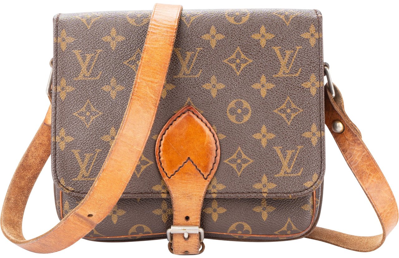 Louis Vuitton Louis Vuitton Canvas Monogram Cartouchiere 80s MM Crossbody Bag Bruin
