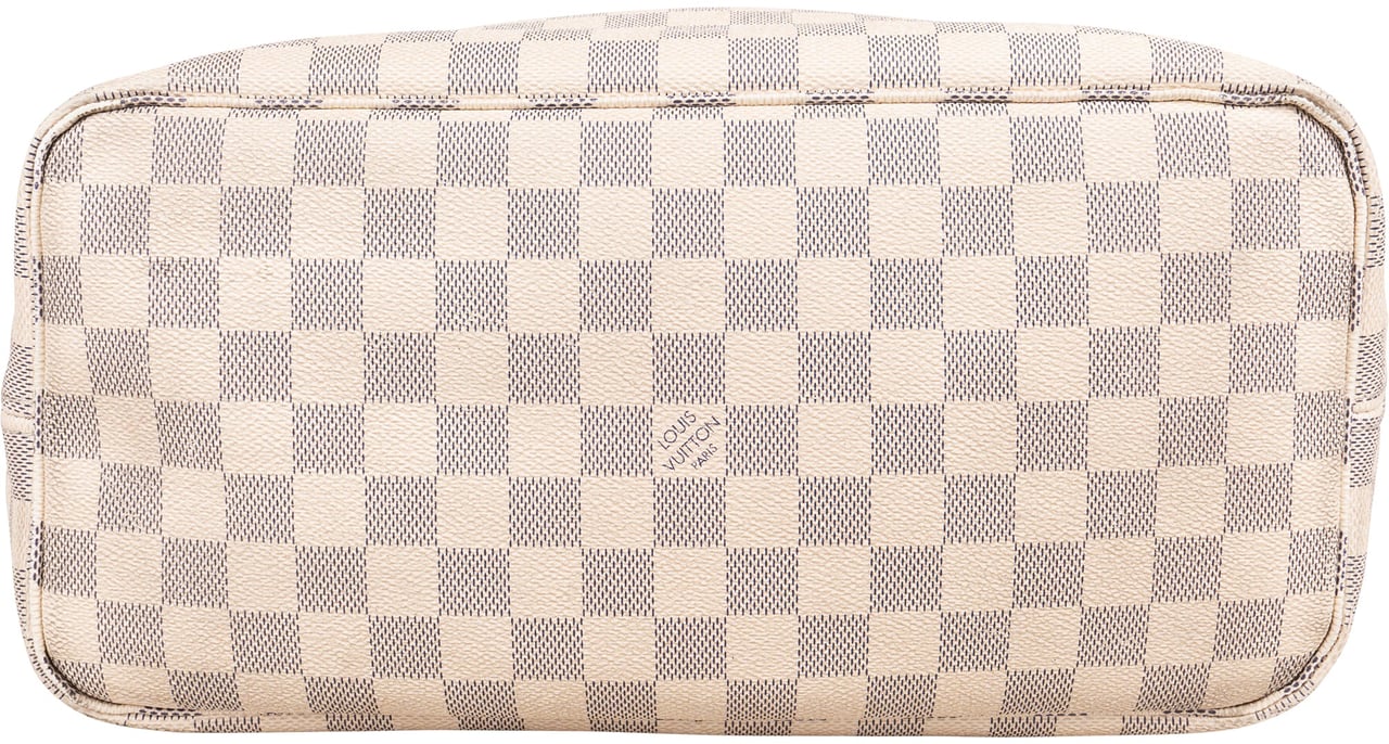 Louis Vuitton Monogram Damier Azur Canvas Neverfull MM Shoulder Bag Wit