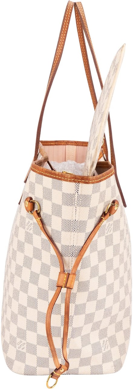 Louis Vuitton Monogram Damier Azur Canvas Neverfull MM Shoulder Bag Wit