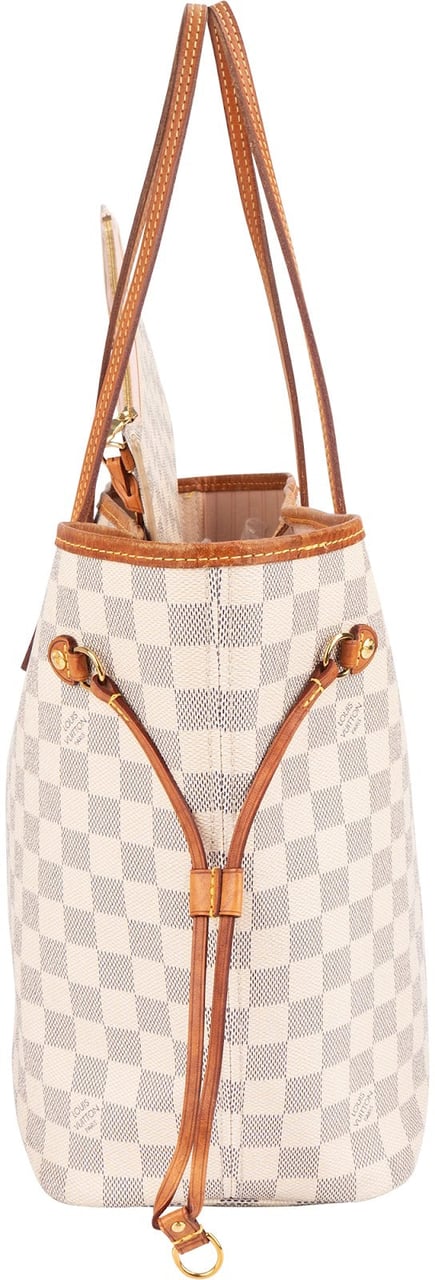 Louis Vuitton Monogram Damier Azur Canvas Neverfull MM Shoulder Bag Wit