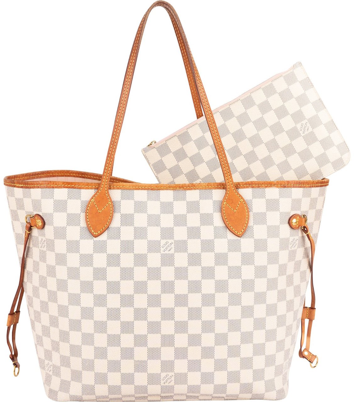 Louis Vuitton Monogram Damier Azur Canvas Neverfull MM Shoulder Bag Wit
