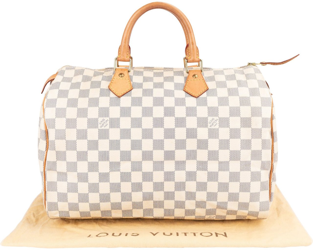 Louis Vuitton Monogram Damier Azur Canvas Speedy 35 Handbag Wit
