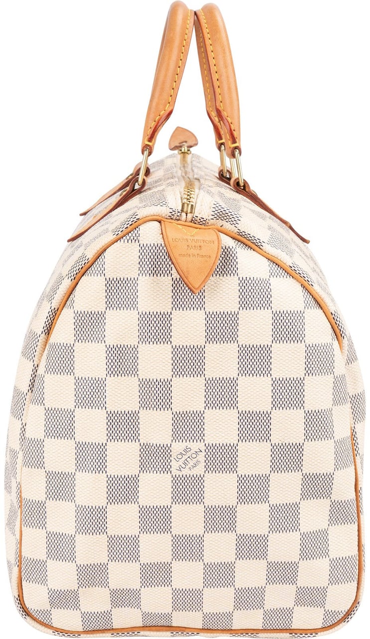 Louis Vuitton Monogram Damier Azur Canvas Speedy 35 Handbag Wit