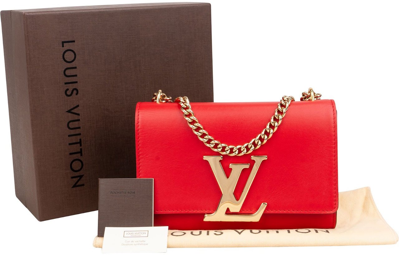 Louis Vuitton Louis Vuitton Rouge Leather Louise MM Crossbody Bag Rood