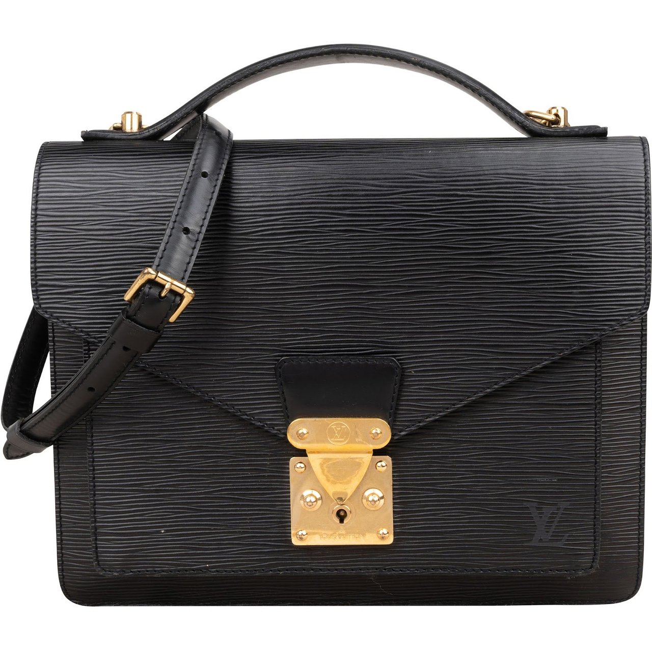 Louis Vuitton Louis Vuitton Noir Epi Leather Monceau Handbag Zwart