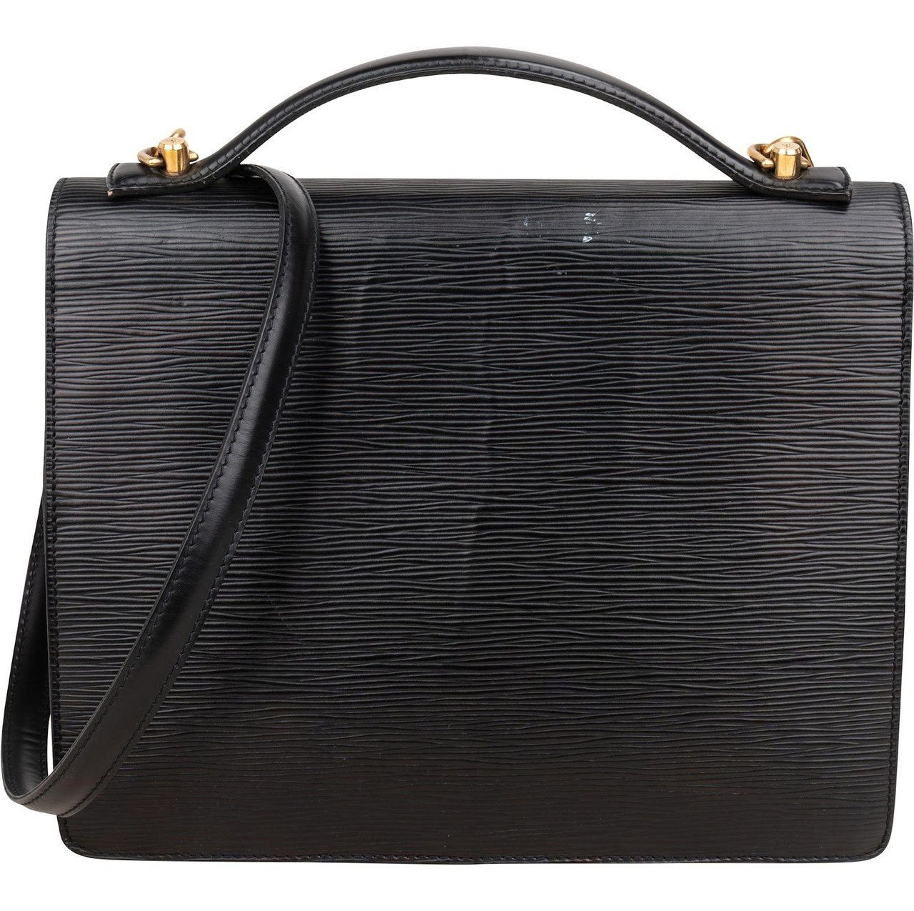 Louis Vuitton Louis Vuitton Noir Epi Leather Monceau Handbag Zwart