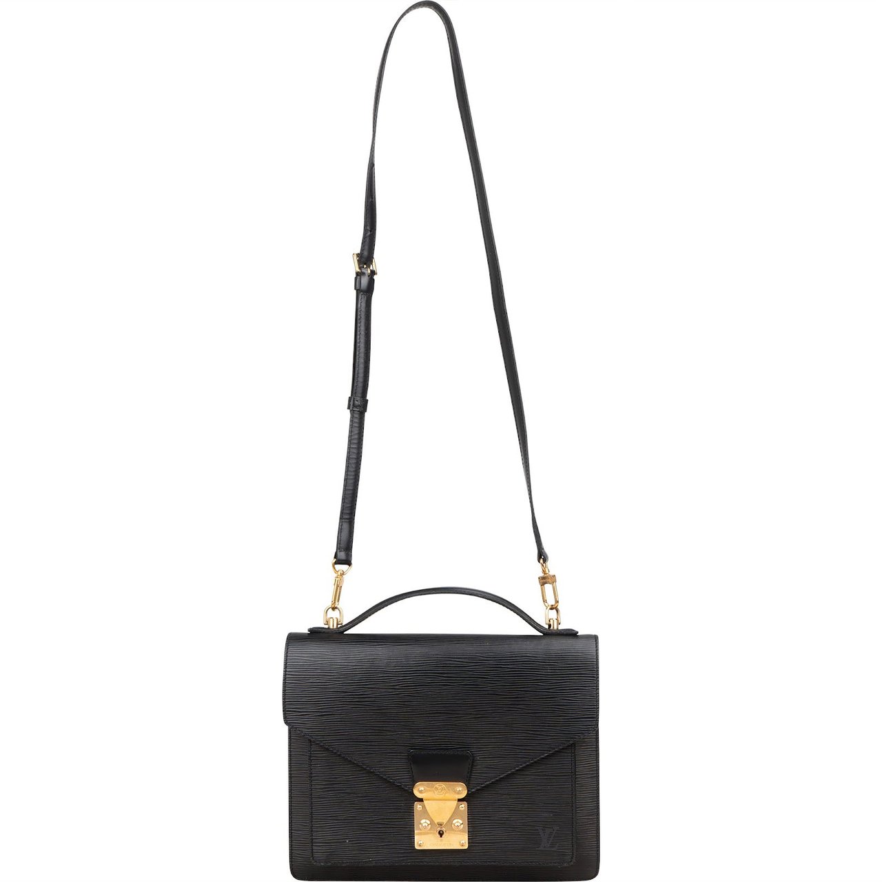 Louis Vuitton Louis Vuitton Noir Epi Leather Monceau Handbag Zwart