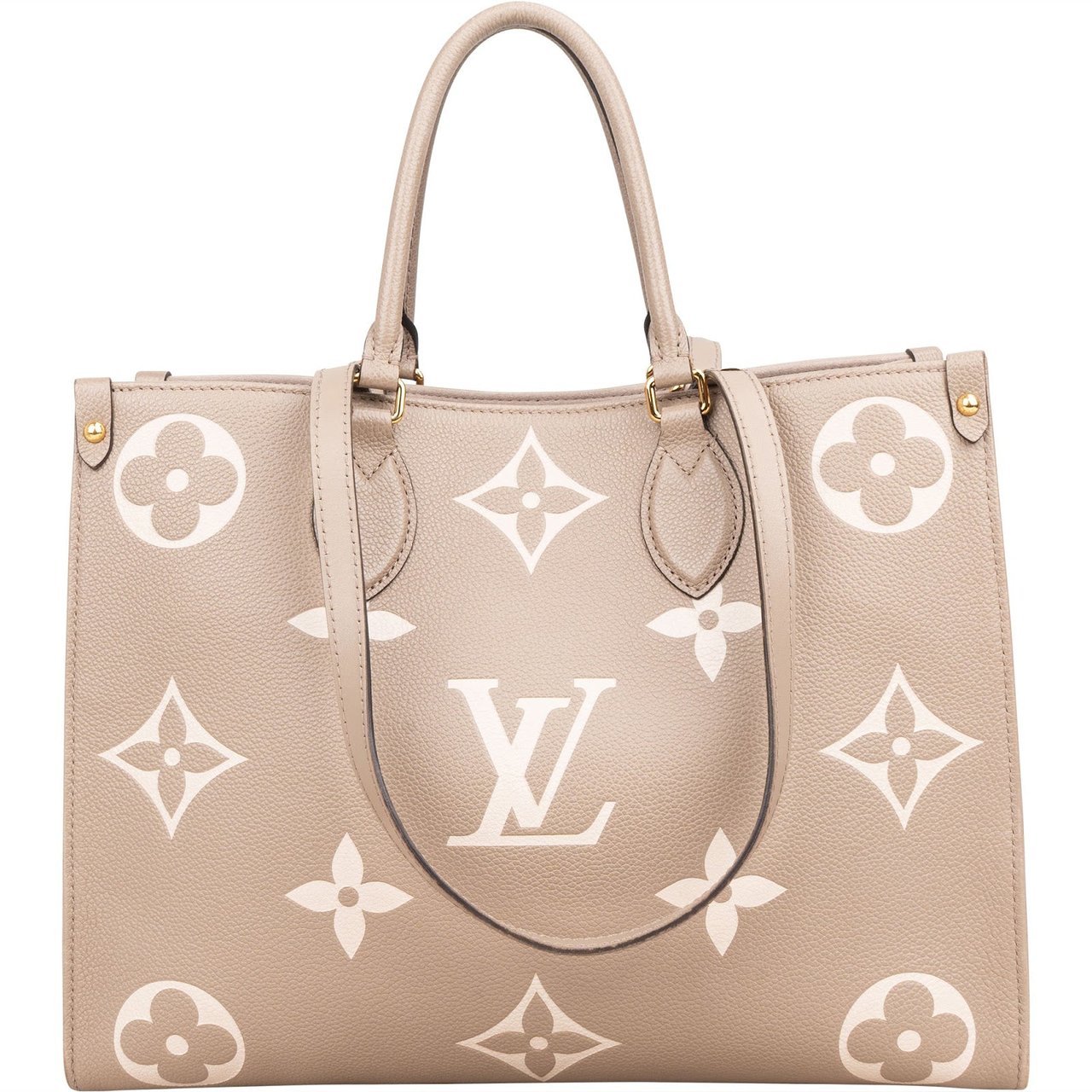 Louis Vuitton Louis Vuitton Leather Monogram Giant OnTheGo MM Handbag Taupe