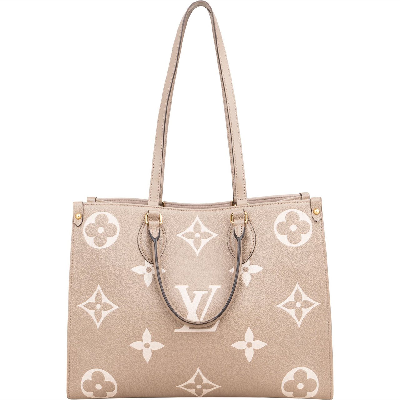 Louis Vuitton Louis Vuitton Leather Monogram Giant OnTheGo MM Handbag Taupe