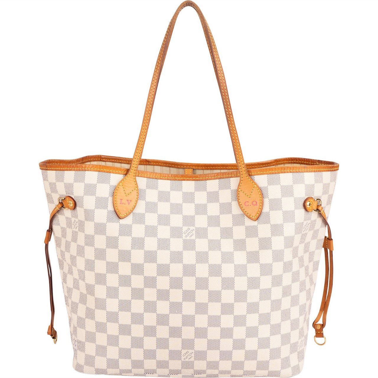 Louis Vuitton Louis Vuitton Monogram Damier Azur Canvas Neverfull MM Shoulder Bag Wit