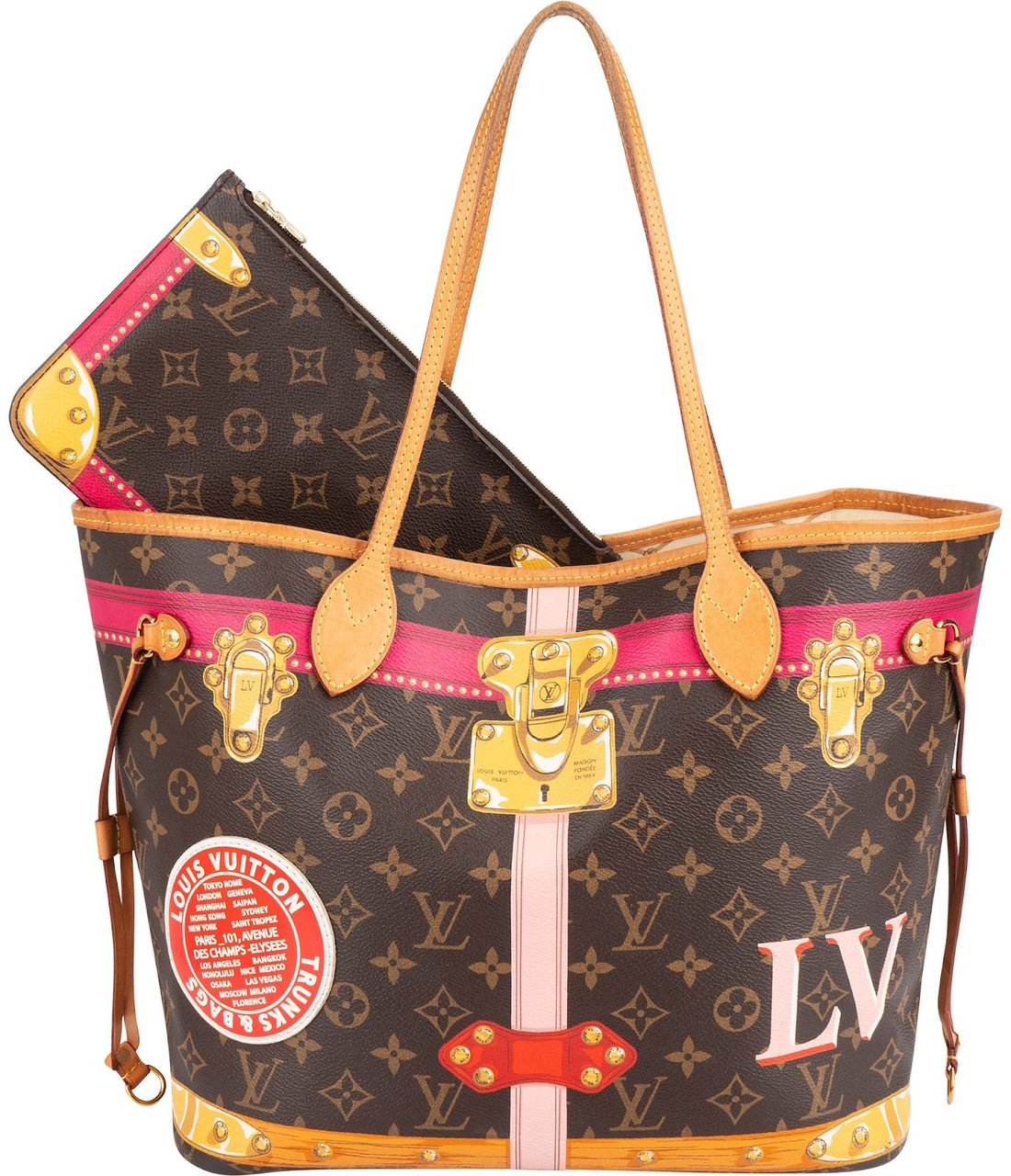 Louis Vuitton Louis Vuitton Monogram Limited Edition Summer Trunks Neverfull MM Shoulder Bag Bruin