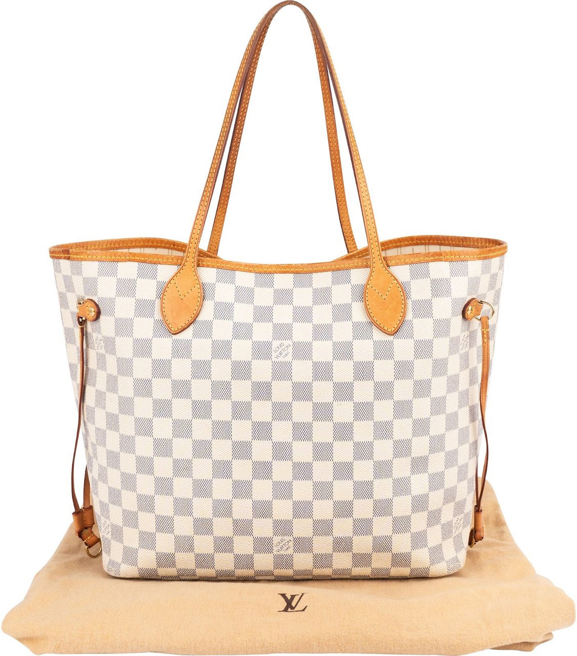 Louis Vuitton Louis Vuitton Monogram Damier Azur Canvas Neverfull MM Shoulder Bag Wit