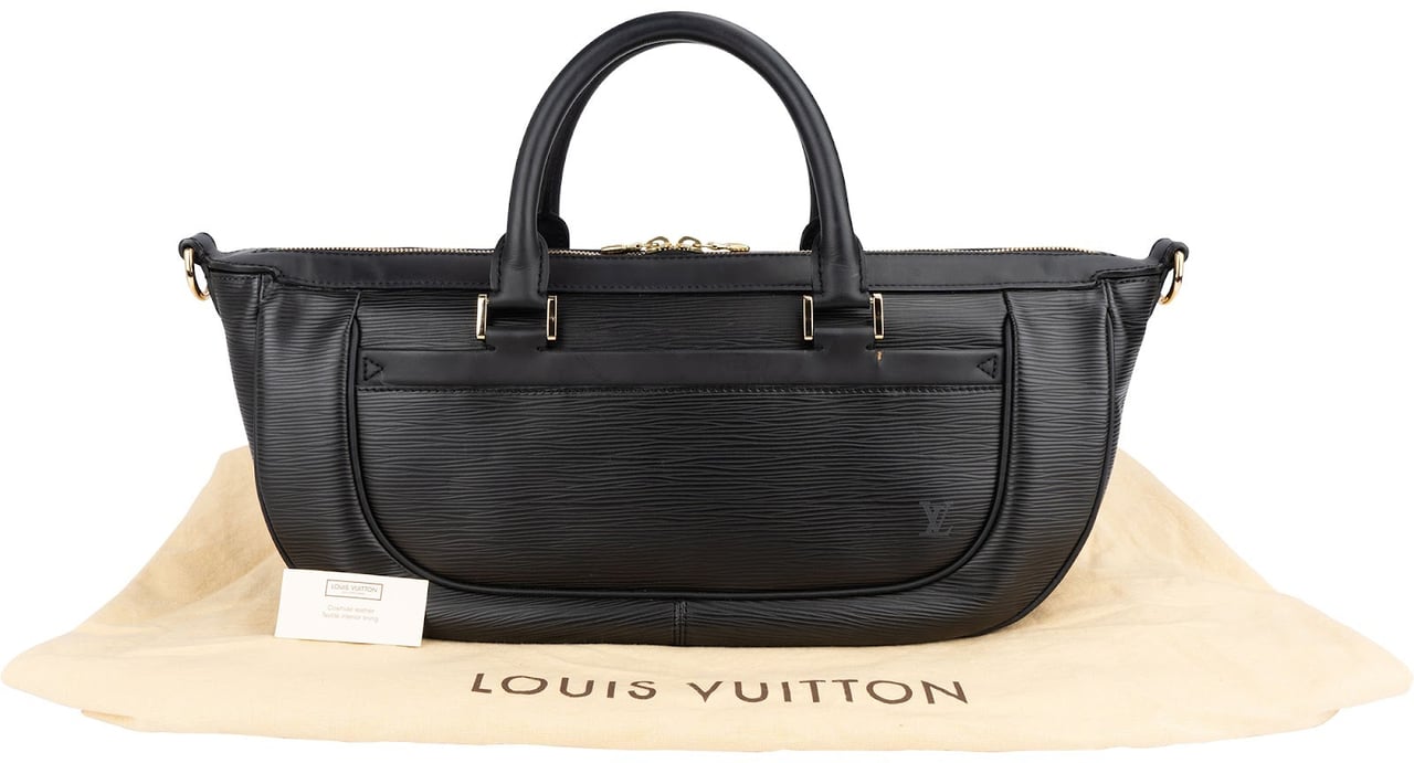 Louis Vuitton Noir Epi Leather Dhanura MM Handbag Zwart