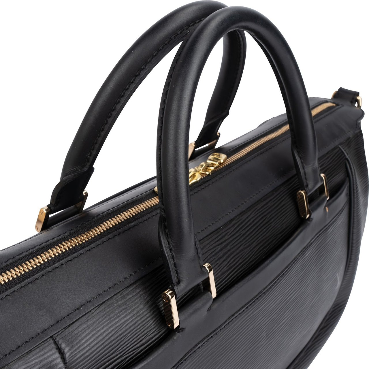 Louis Vuitton Noir Epi Leather Dhanura MM Handbag Zwart