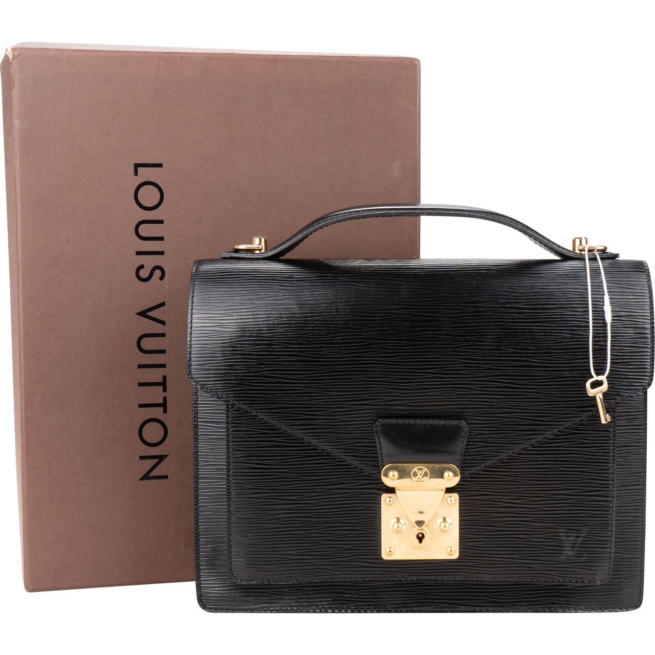 Louis Vuitton Louis Vuitton Noir Epi Leather Monceau Handbag Divers