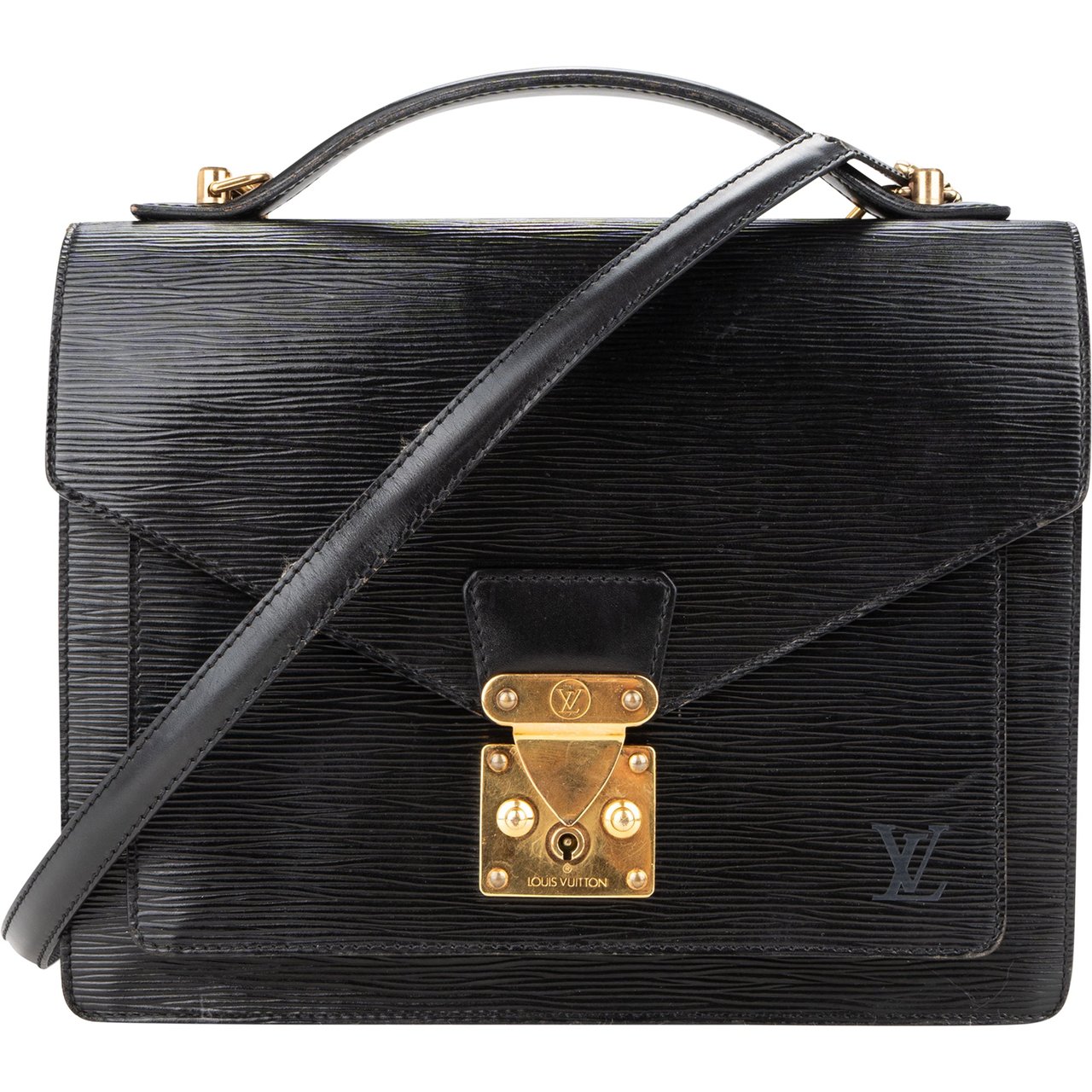 Louis Vuitton Louis Vuitton Noir Epi Leather Monceau Handbag Divers