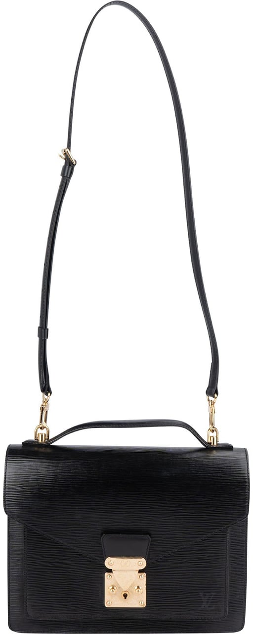 Louis Vuitton Louis Vuitton Noir Epi Leather Monceau Handbag Zwart