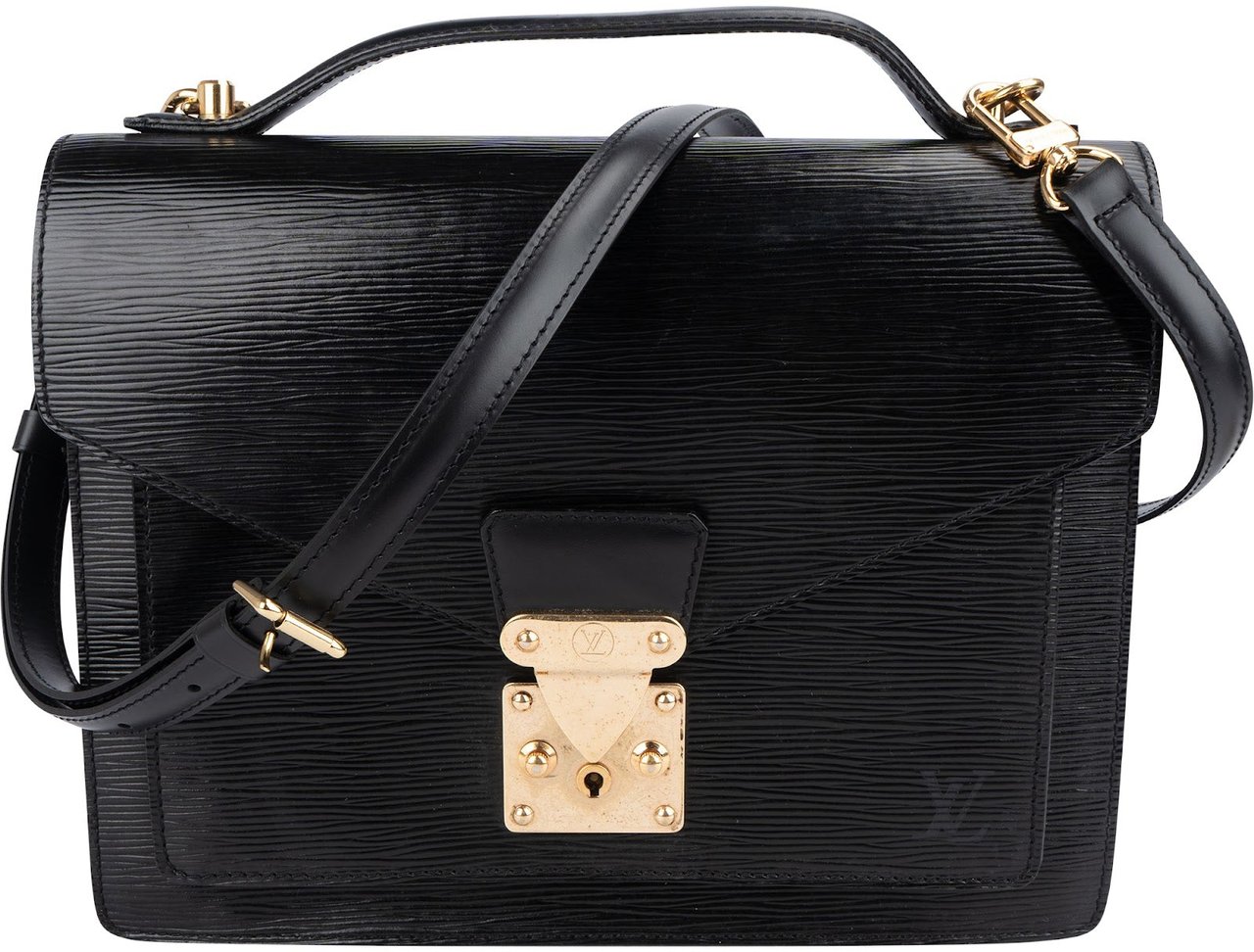 Louis Vuitton Louis Vuitton Noir Epi Leather Monceau Handbag Zwart