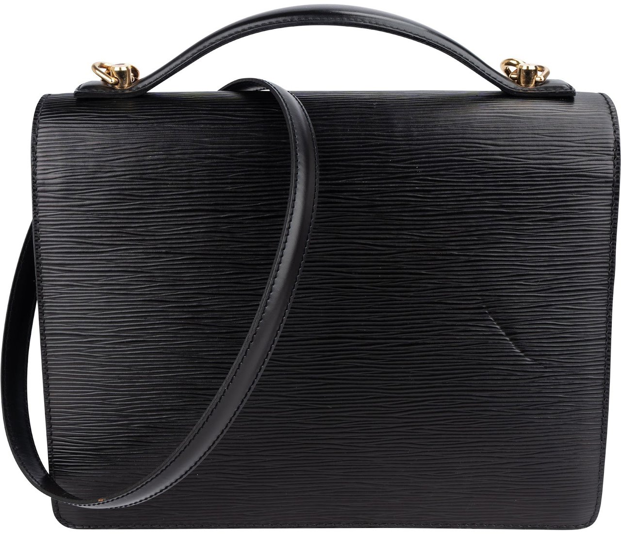 Louis Vuitton Louis Vuitton Noir Epi Leather Monceau Handbag Zwart