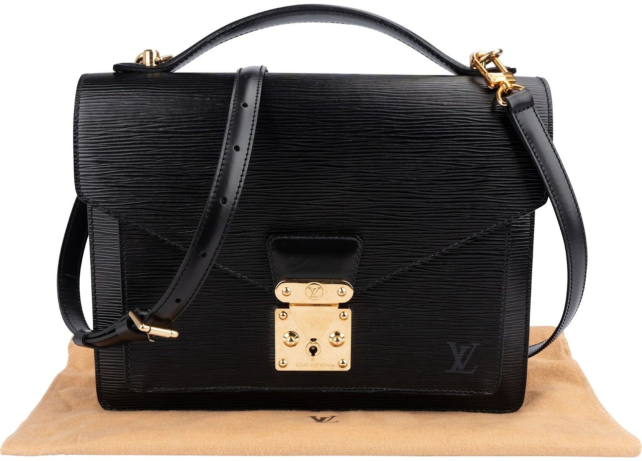 Louis Vuitton Louis Vuitton Noir Epi Leather Monceau Handbag Zwart