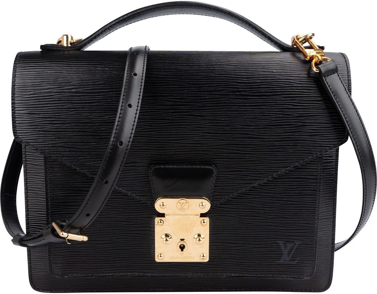Louis Vuitton Louis Vuitton Noir Epi Leather Monceau Handbag Zwart