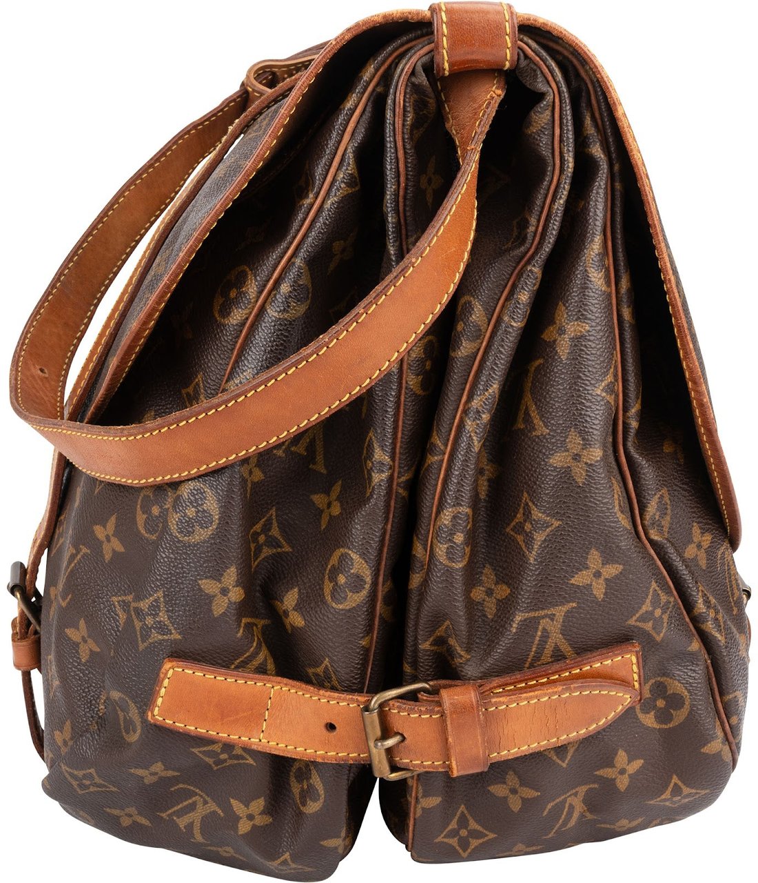 Louis Vuitton Monogram Canvas Saumur 40 Crossbody Bag Bruin