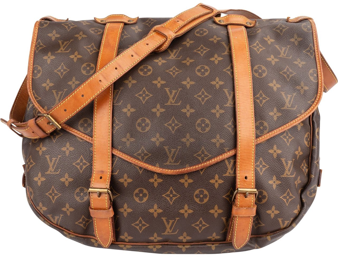 Louis Vuitton Monogram Canvas Saumur 40 Crossbody Bag Bruin