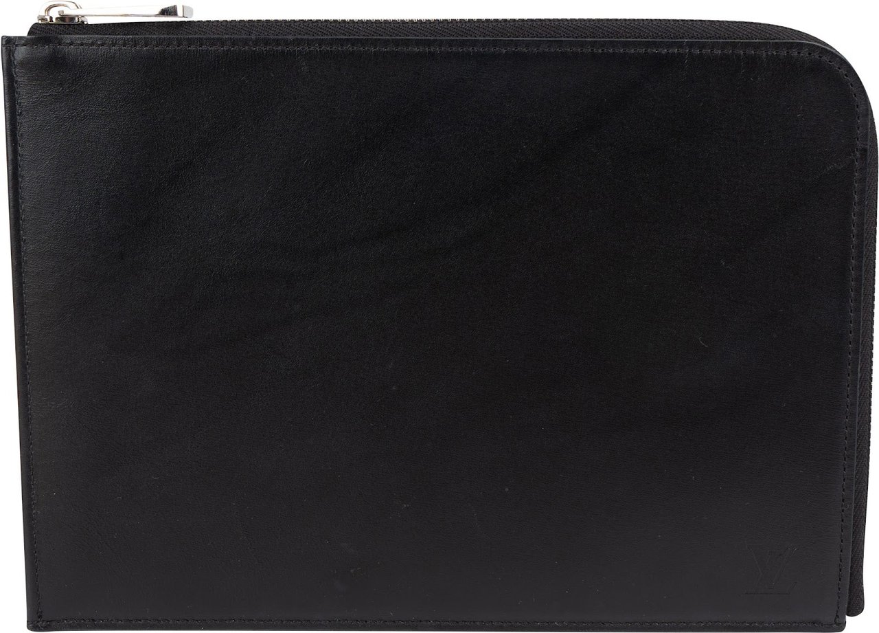 Louis Vuitton Noir Leather Pochette Jour PM Clutch Zwart