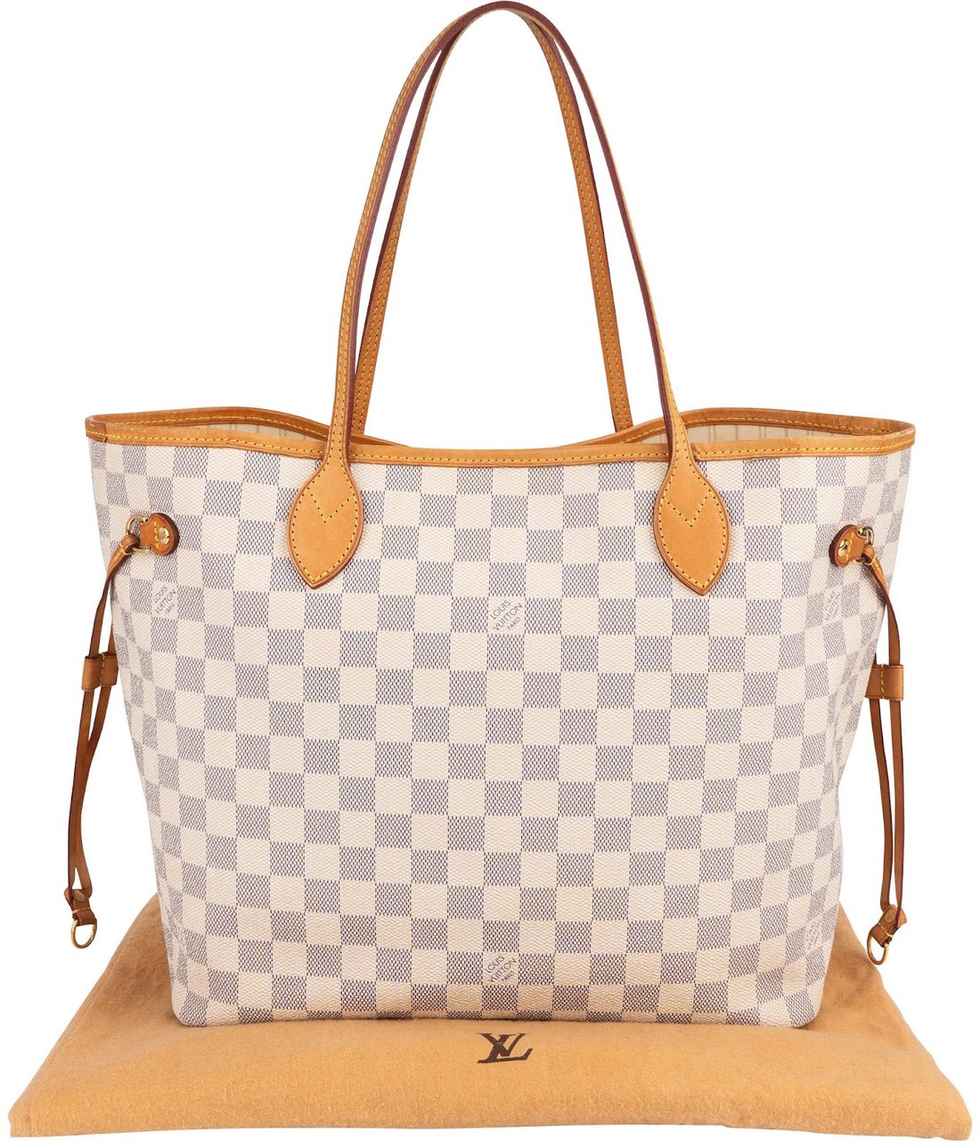 Louis Vuitton Louis Vuitton Monogram Damier Azur Canvas Neverfull MM Shoulder Bag Wit