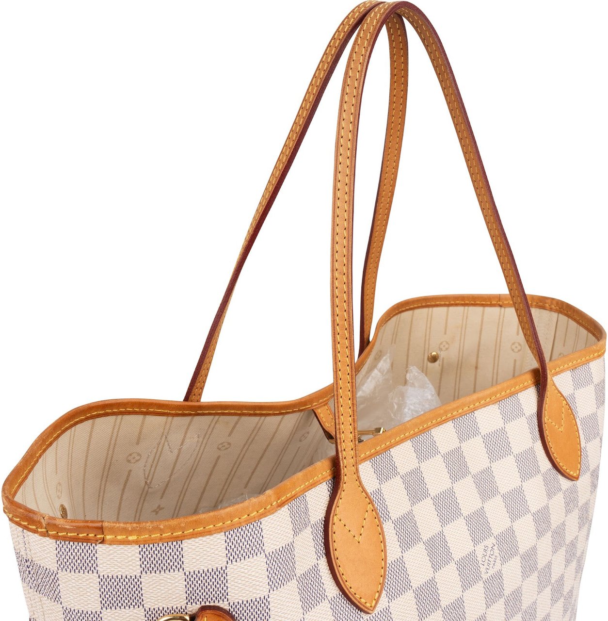 Louis Vuitton Louis Vuitton Monogram Damier Azur Canvas Neverfull MM Shoulder Bag Wit