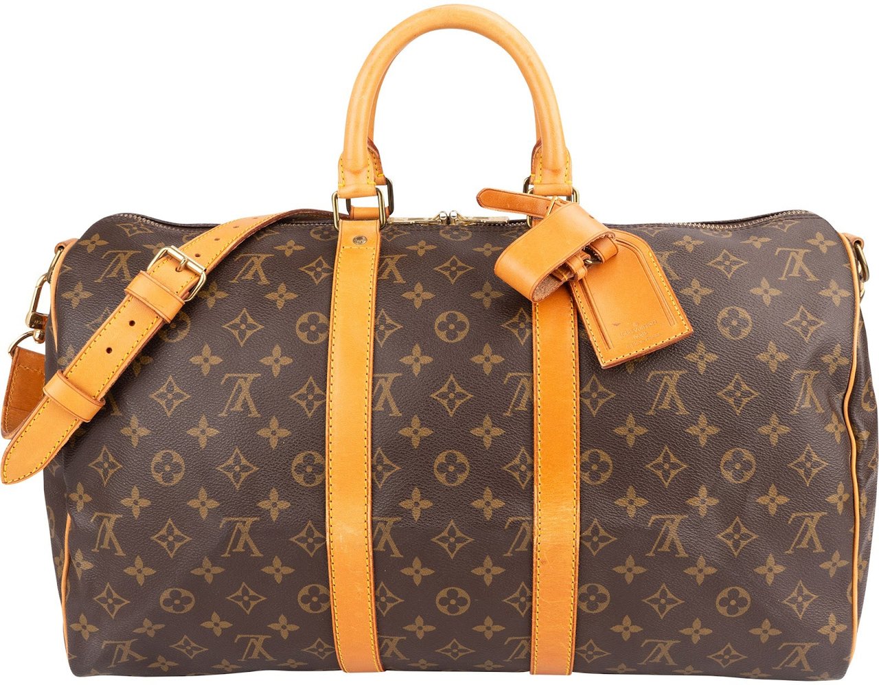 Louis Vuitton Monogram Canvas Keepall 45 Bandoulière Travel Bag Bruin