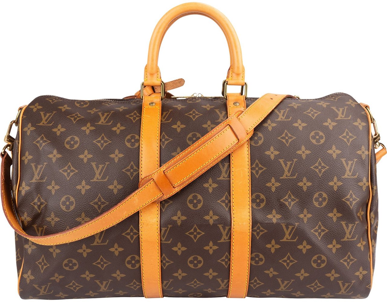 Louis Vuitton Monogram Canvas Keepall 45 Bandoulière Travel Bag Bruin