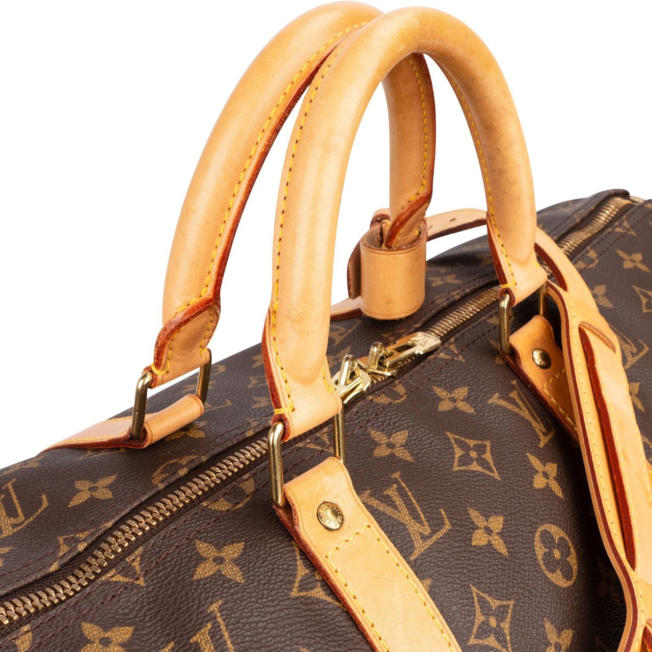 Louis Vuitton Monogram Canvas Keepall 50 Bandoulière Travel Bag Bruin