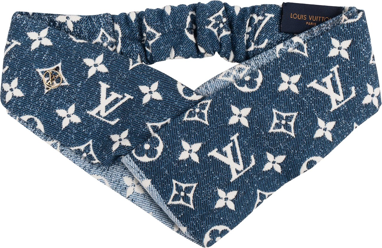 Louis Vuitton Denim Monogram Headband Hair Accessory M77470 Blauw
