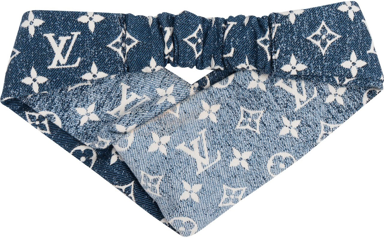 Louis Vuitton Denim Monogram Headband Hair Accessory M77470 Blauw